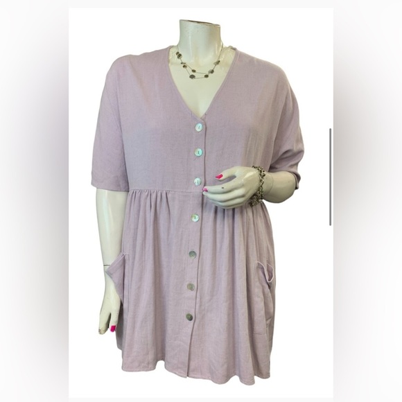 My Story dress linen baby doll lilac with pockets - Picture 6 of 11